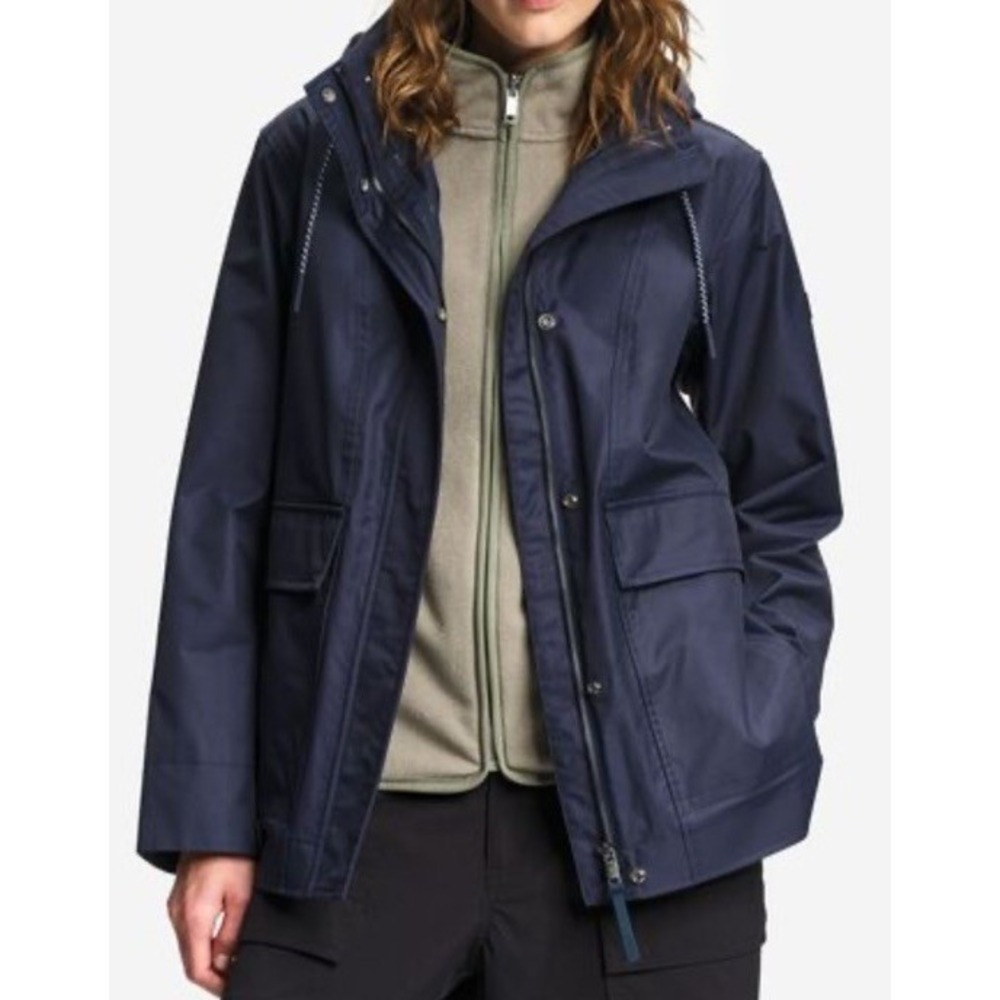 Aigle Goretex Rainwood Hooded Jacket Parka Size S Navy Blue